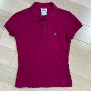 Lacoste burgundy cotton stretch polo shirt